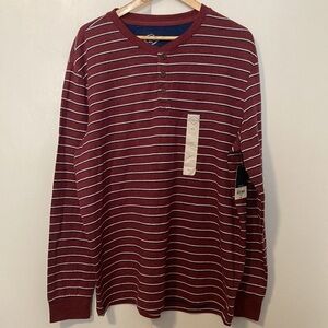 St John’s Bay Striped Long Sleeve Cotton Tee T-Shirt Men’s XL Red & White